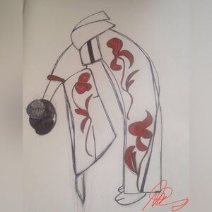 Women in kimono sketch done by me as a digital print on A4 paper NWT handmade